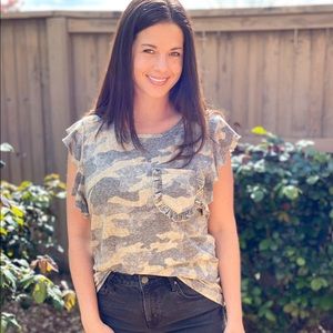 Ruffled Camo Tee